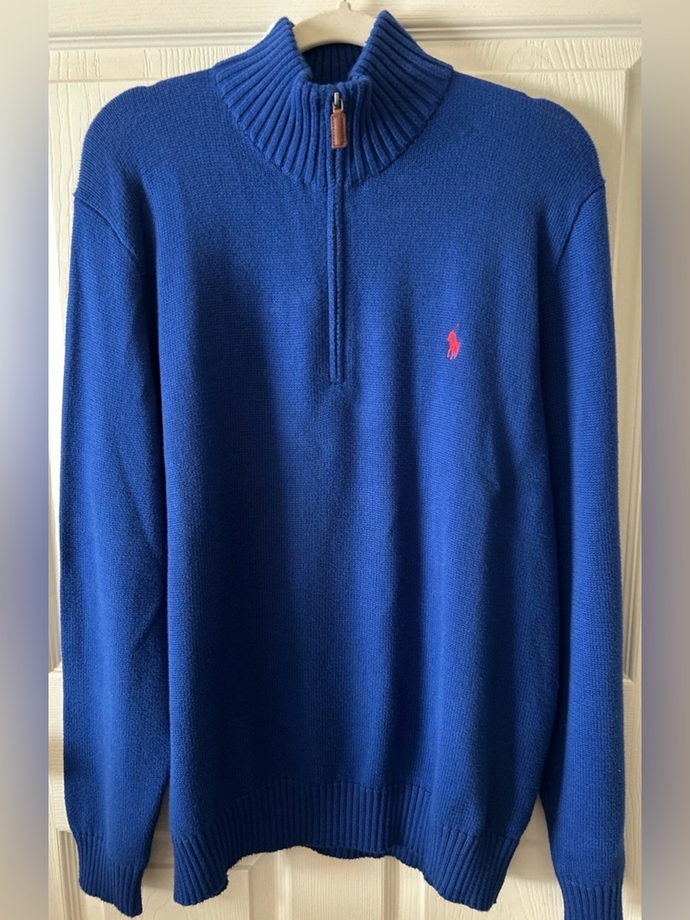 Vintage Polo Ralph Lauren XL Estate Rib 1/4 Zip Cotton Sweater Blue Grandpacore